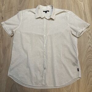 John Varvatos Usa White Blue Short Sleeve Button Up Shirt Designer Casual XL